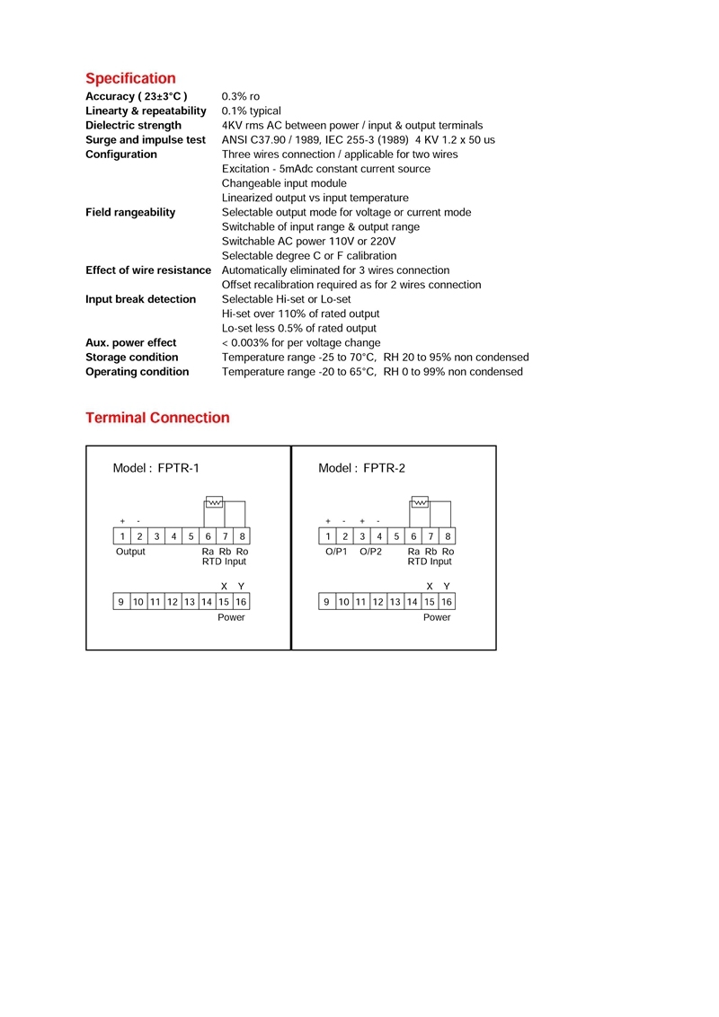 Fp-Rtd Isolating Power Transducer