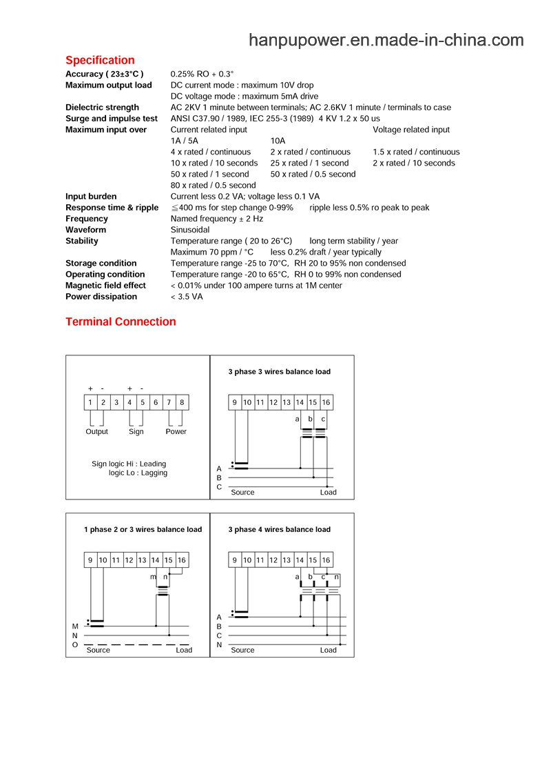Fp-Power Factor Transducer
