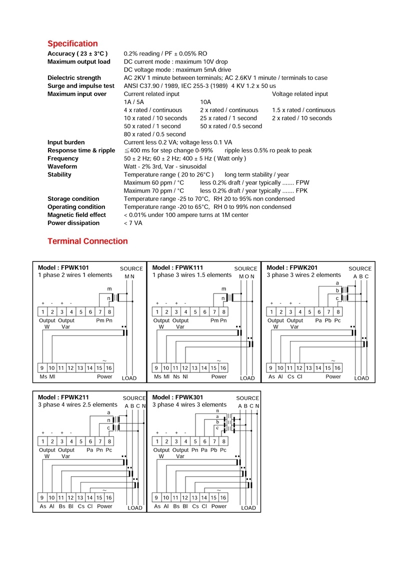 Fp-Watt / Var Transducer