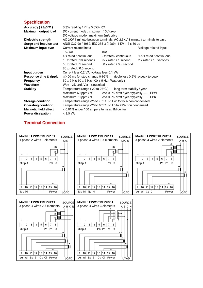 Fp-Watt & Var Transducer