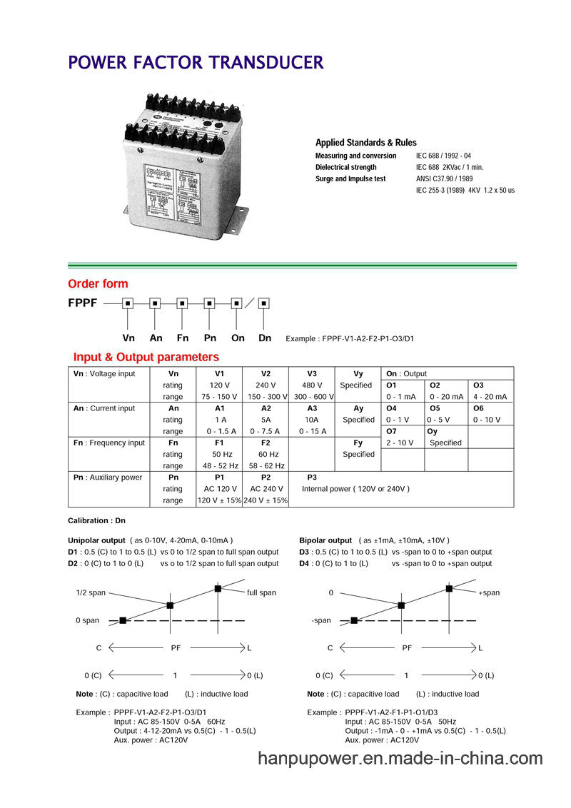 Fp-Power Factor Transducer